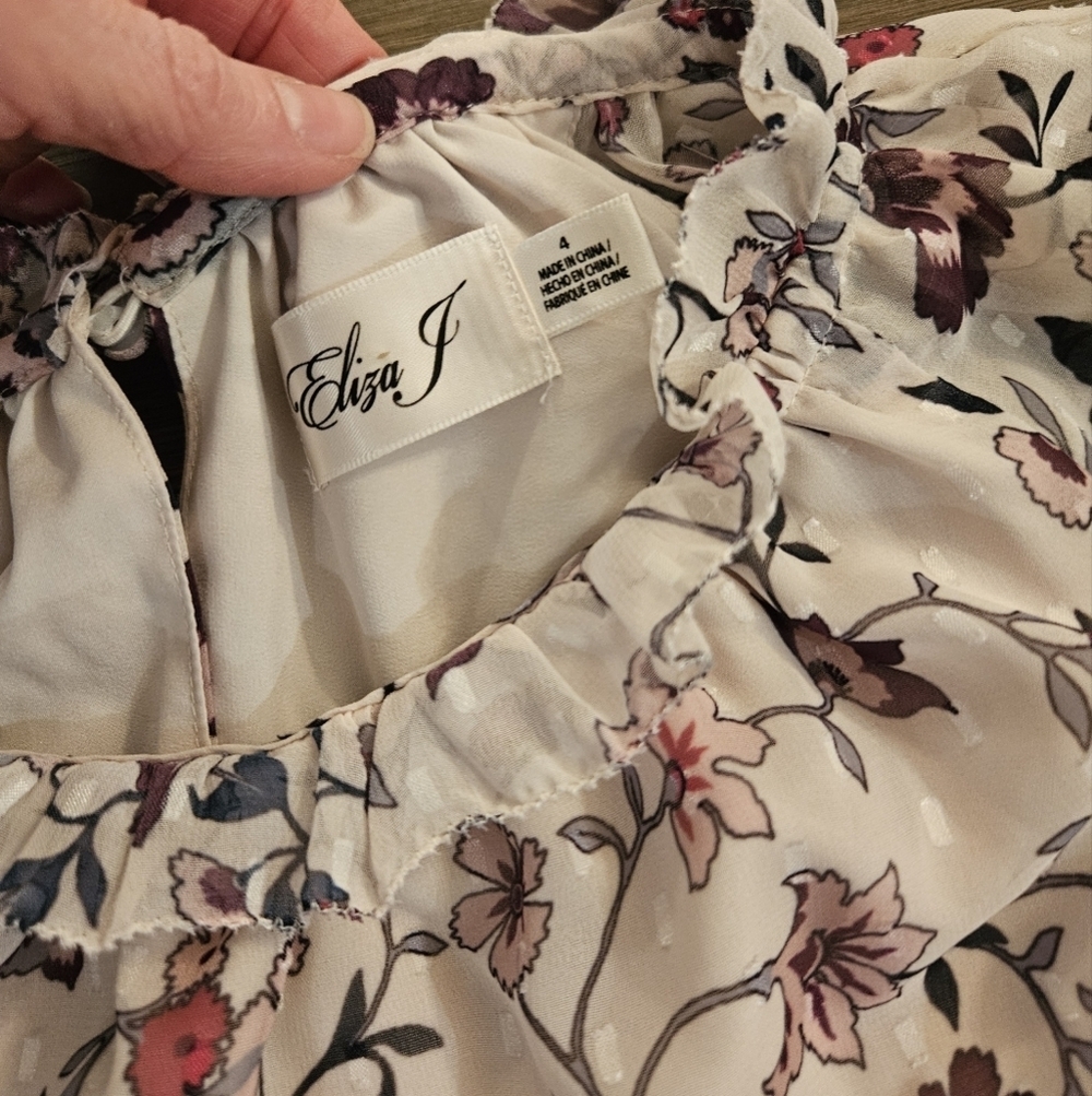 Eliza J Floral Print Long Sleeve Dress - SIZE 4 - Picture 10 of 16